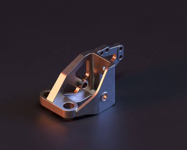 Makine ve otomotiv endüstrisinde makinenin parlak metal yedek mekanik parçası, 3D işlemeli, paslanmaz çelik izole edilmiş makine parçası,