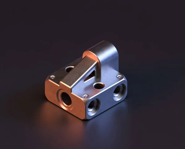 機械および自動車産業における機械の光沢のある金属スペア機械部品 3Dレンダリング ステンレス鋼分離機械部品 — ストック写真