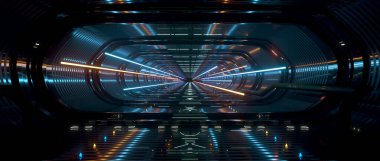 Geçiş yıldırımlı, 3 boyutlu uzay gemisi iç köprü koridoru