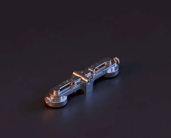 机械和汽车工业用机器的新金属零件 3D渲染 不锈钢隔离机床 — 图库照片