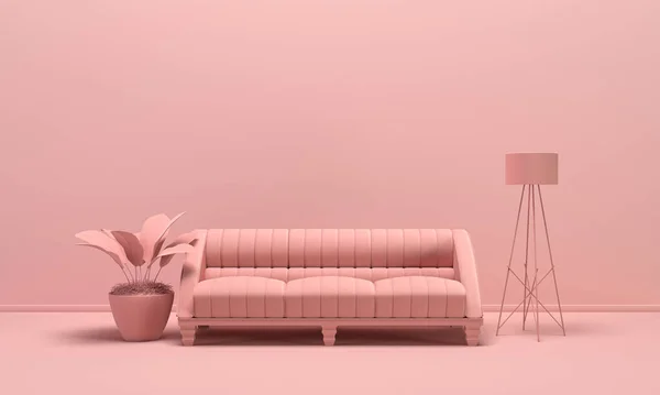 Εσωτερικό Του Δωματίου Απλό Μονόχρωμο Ανοιχτό Ροζ Χρώμα Έπιπλα Και — Φωτογραφία Αρχείου