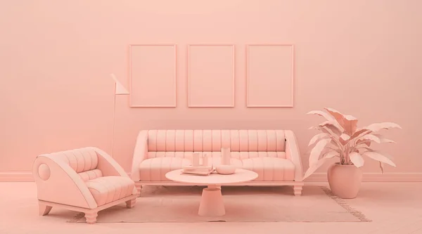Εικόνα Πλαίσιο Mock Δωμάτιο Μονόχρωμο Ροζ Πορτοκαλί Χρώμα Έπιπλα Και — Φωτογραφία Αρχείου