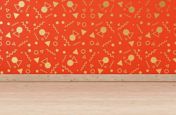 Close Upfakonyha Pult Narancssárga Dekoratív Fallal Közelkép Elölről Renderelés Termékjelenet — Stock Fotó