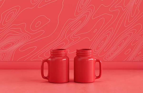 Два Червоних Кольорових Водяних Окуляри Пліч Пліч Монохромному Червоному Кольорі — стокове фото