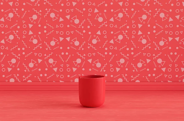 Одиночний Червоний Колір Склянки Води Кухонній Стільниці Червоного Кольору Декоративна — стокове фото