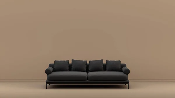 Assento Único Com Tecido Macio Escuro Aveludado Quarto Interior Monocromático — Fotografia de Stock