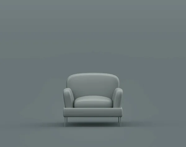 Einzelner Sessel Einem Monochromen Dunkelgrauen Innenraum Einzelne Graue Farbe Rendering — Stockfoto