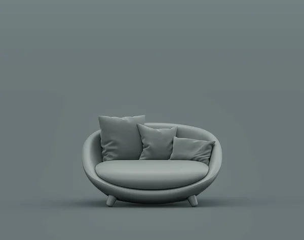 Sillón Individual Una Habitación Interior Gris Oscuro Monocromo Solo Color —  Fotos de Stock