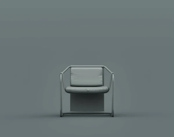 Einzelner Stuhl Einem Monochromen Dunkelgrauen Innenraum Einzelne Graue Farbe Rendering — Stockfoto