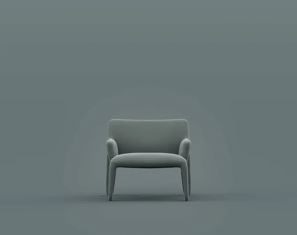 Single Gray Velvet Armchair Monochrome Dim Gray Interior Room Single — Stock Photo, Image