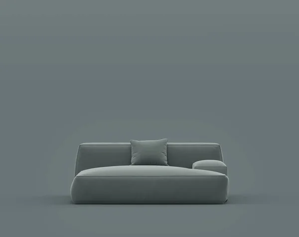 Canapé Simple Dans Une Pièce Intérieure Monochrome Gris Foncé Couleur — Photo