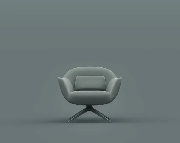 Single Gray Velvet Armchair Monochrome Dim Gray Interior Room Single — Stock Photo, Image