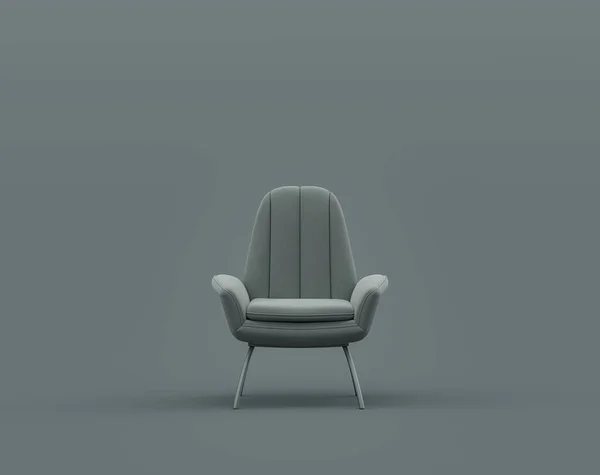 Single Gray Velvet Armchair Monochrome Dim Gray Interior Room Single — Stock Photo, Image