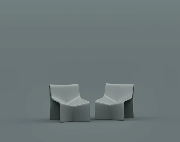 Duas Cadeiras Plástico Quarto Interior Cinza Escuro Monocromático Única Cor — Fotografia de Stock