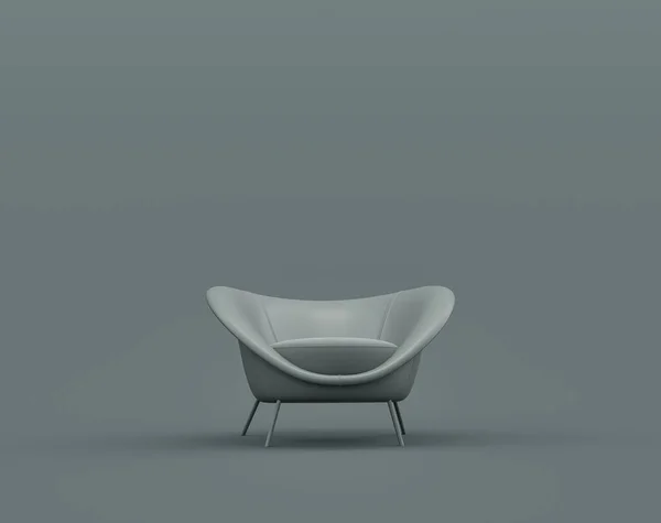 Fauteuil Simple Dans Une Pièce Intérieure Monochrome Gris Foncé Couleur — Photo