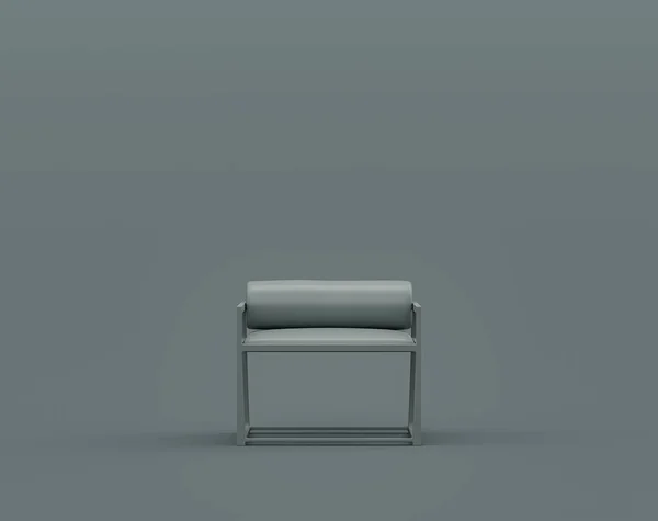 Krzesło Pojedyncze Monochromatycznym Ciemnoszarym Pomieszczeniu Wewnętrznym Pojedynczy Szary Kolor Rendering — Zdjęcie stockowe