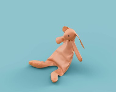 Isometric düz turuncu renkli oyuncak tek renk turkuaz, mavi arkaplan, hiç kimse, 3d canlandırma
