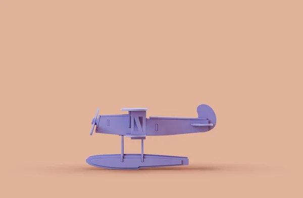 Pojedynczy Monochromatyczne Pruple Kolor Pojedynczy Śmigło Samolot Zabawka Jednym Kolorze — Zdjęcie stockowe