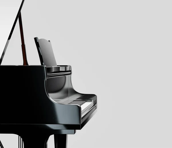 Music Instriument Black Grand Piano Dark Studio Nobody Rendering — Stock Photo, Image