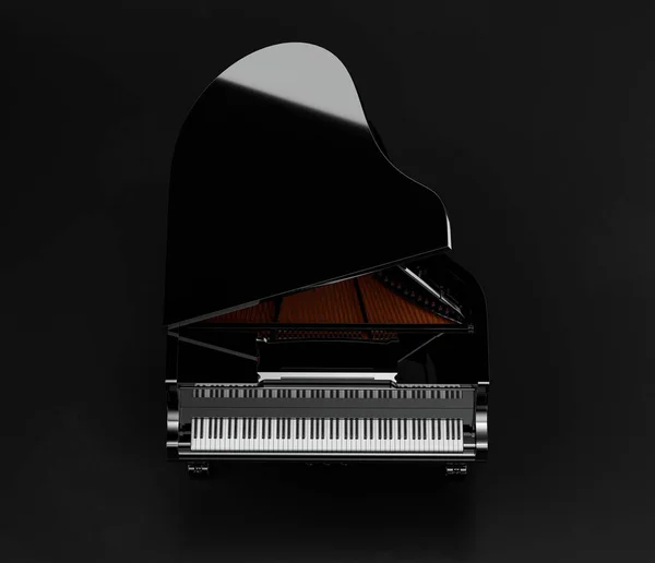 Music Instriument Black Grand Piano Dark Studio Nobody Rendering — Stock Photo, Image