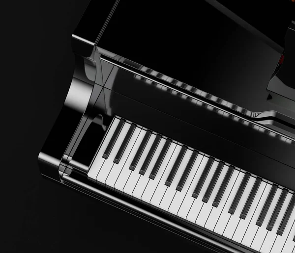 Música Instriument Piano Cola Negro Estudio Oscuro Nadie Rendering — Foto de Stock