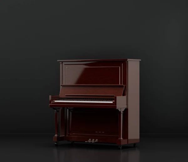 Música Instriument Piano Consola Madera Vintage Piano Vertical Estudio Oscuro — Foto de Stock