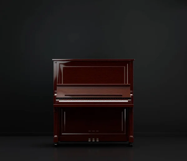 Música Instriument Piano Consola Madera Vintage Piano Vertical Estudio Oscuro — Foto de Stock