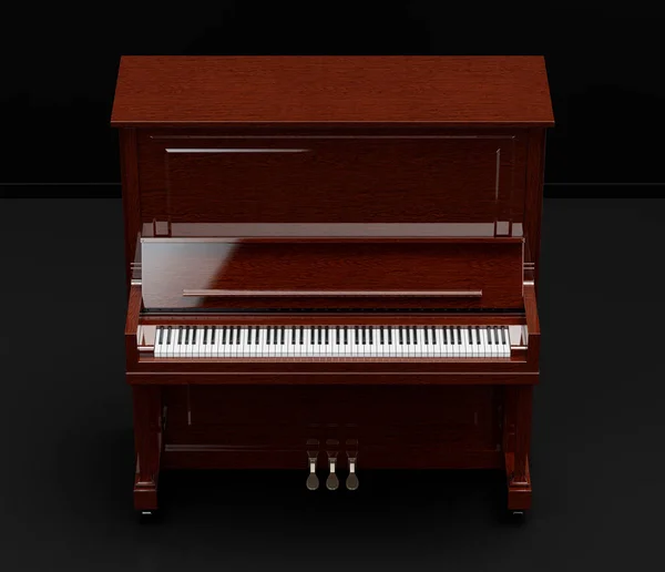 Música Instriument Piano Consola Madera Vintage Piano Vertical Estudio Oscuro — Foto de Stock