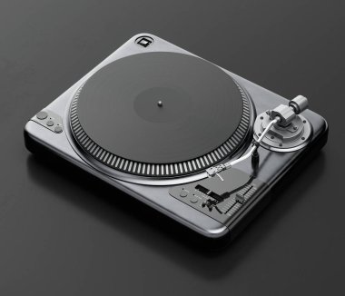 Müzik enstrümanı, karanlık bir stüdyoda DJ piknik masası mikser ekipmanı, hiç kimse, 3D görüntüleme