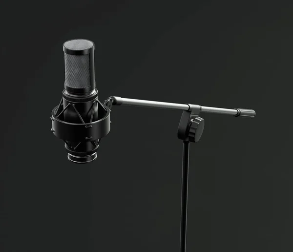 Music Instriument Professional Pedestal Microphone Dark Studio Nobody Rendering — Stock Photo, Image