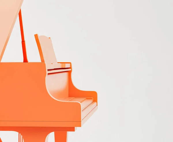 Piano Queue Noir Couleur Orange Monochrome Dans Studio Rose Personne — Photo