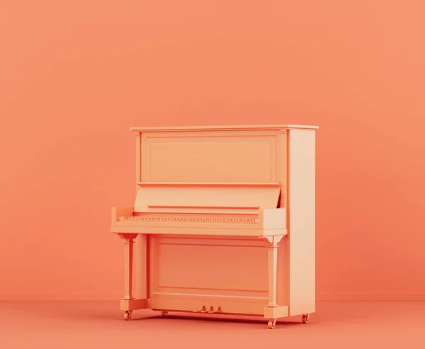 Piano Console Bois Vintage Couleur Orange Monochrome Piano Droit Dans — Photo