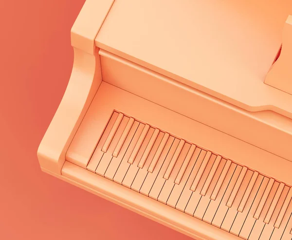 单色橙色黑色大钢琴在粉红工作室 3D渲染 — 图库照片