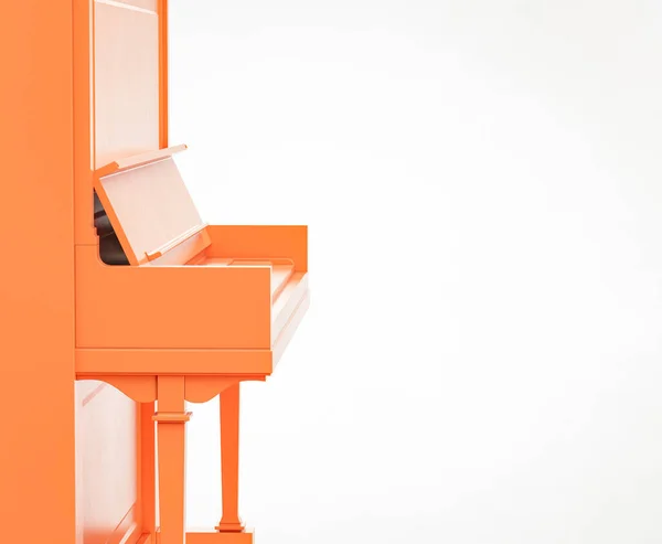 Monochrome Oranje Kleur Vintage Houten Console Piano Rechtop Piano Een — Stockfoto