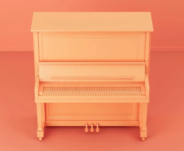 Monochrome Oranje Kleur Vintage Houten Console Piano Rechtop Piano Een — Stockfoto