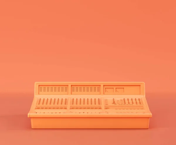 Monochrome Oranje Kleur Audio Geluid Mixer Synthesizer Een Roze Studio — Stockfoto