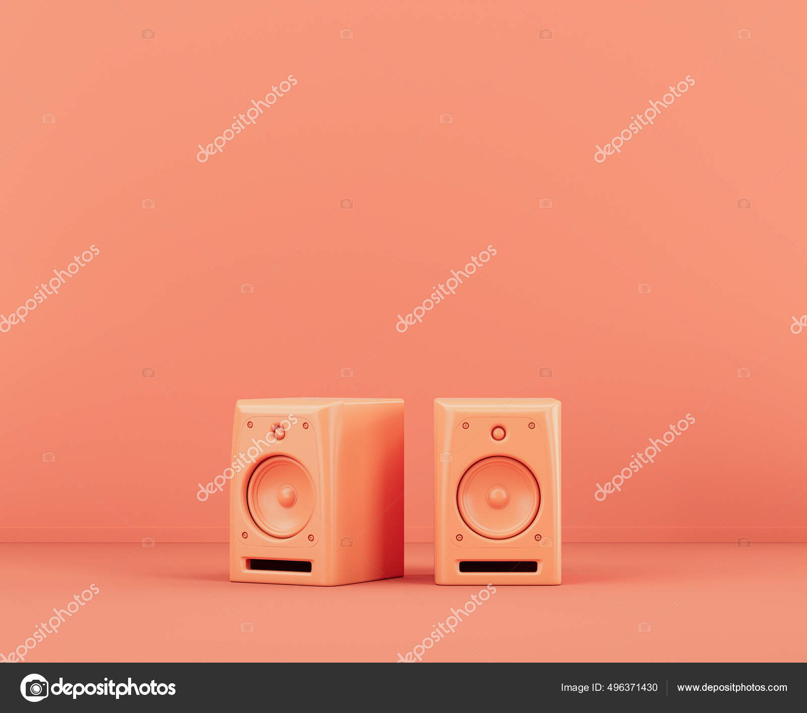 Monochrome Orange Color Professional Speakers Floor Pink Studio