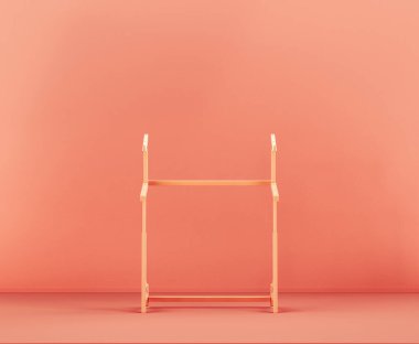 Pembe bir stüdyoda tek renkli turuncu stüdyo klavye standı, hiç kimse, 3D görüntüleme