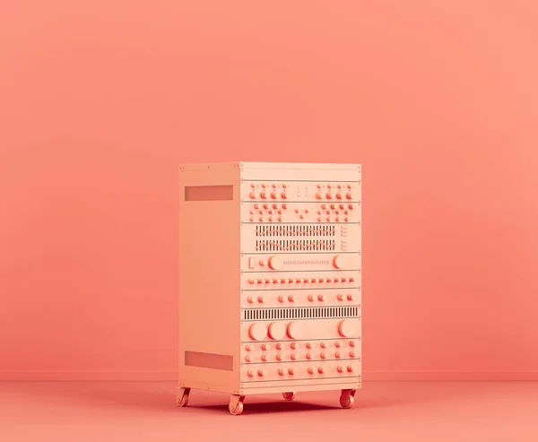 Monochromatyczny Pomarańczowy Kolor Profesjonalny Stojak Audio Różowym Studio Nikt Renderowanie — Zdjęcie stockowe