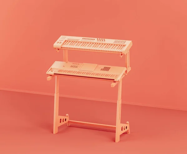 Monochrome Orange Color Studio Keyboard Stand Keyboard Pink Studio Nobody — Stock Photo, Image