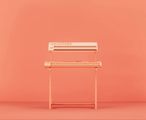 Monochrome Oranje Kleur Studio Toetsenbord Staan Toetsenbord Het Een Roze — Stockfoto