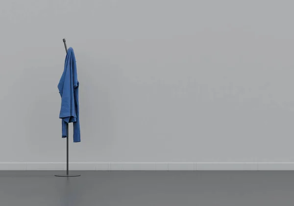 ハンガー アクセサリーの上の男女兼用のスウェットシャツコピースペース 3Dレンダリング 誰もいないグレーのインテリアルーム — ストック写真
