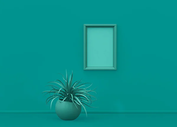 Cadre Carre Blanc Pres De La Plante Verte En Pot Sur La Surface Blanche Decoration Espace De Copie Stock Photo