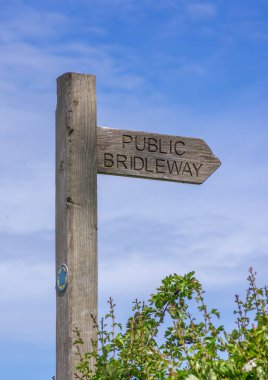 Yorkshire Wolds 'taki at binicileri için ahşap ok yönlü halka açık yol tabelası..