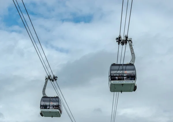 Koblenz Rhineland Germany 2019 Cable Cars River Rhine — Stock Photo, Image