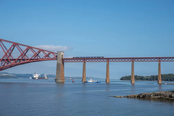 South Queensferry Edynburg Szkocja Września 2021 Widok Szkockiego Pociągu Most — Zdjęcie stockowe