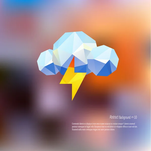 Bajo poli tormenta de tormenta icono del tiempo — Vector de stock