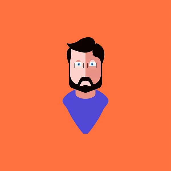 Platte hipster man met baard — Stockvector