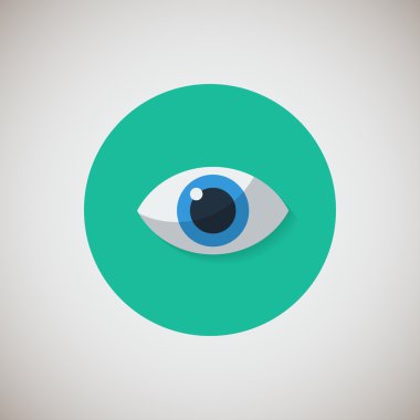 Eye flat icon. Flat design style modern vector illustration. Isolated on stylish color background. Flat long shadow icon. Elements in flat design. EPS 10.