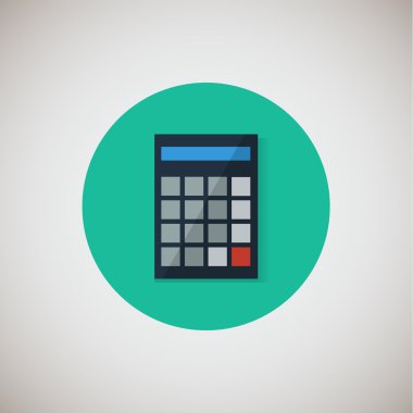 Calculator flat icon. Flat design style modern vector illustration. Isolated on stylish color background. Flat long shadow icon. Elements in flat design. EPS 10.